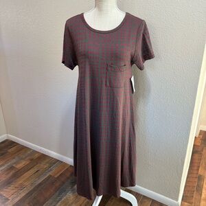LuLaRoe - Carly - Burgundy and Green Dress - Size Medium - NWT